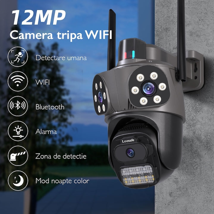 Camera de Supraveghere Tripla Wireless CCTV Loosafe® SecureSight