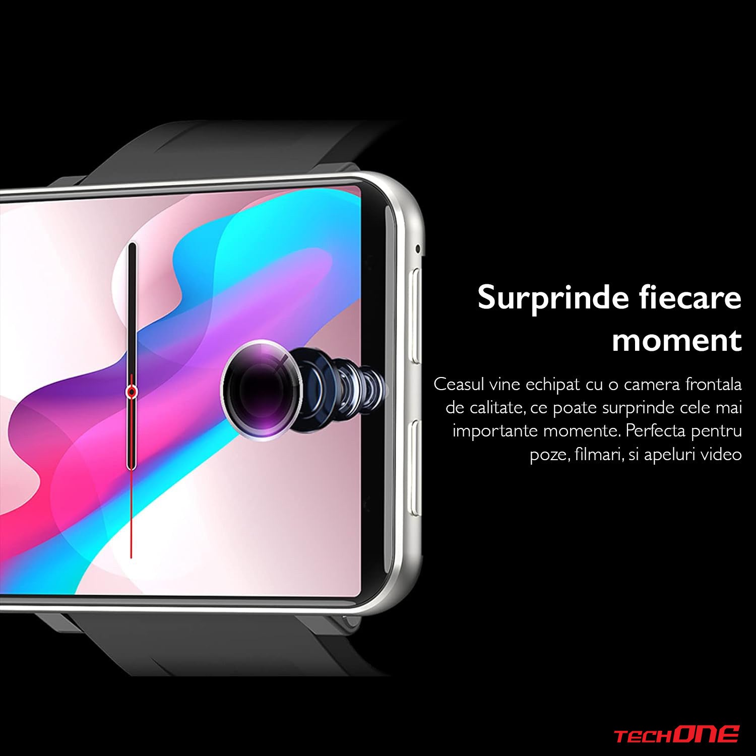 Ceas Smartwatch Barbati TechONE® Orion Smart, Negru