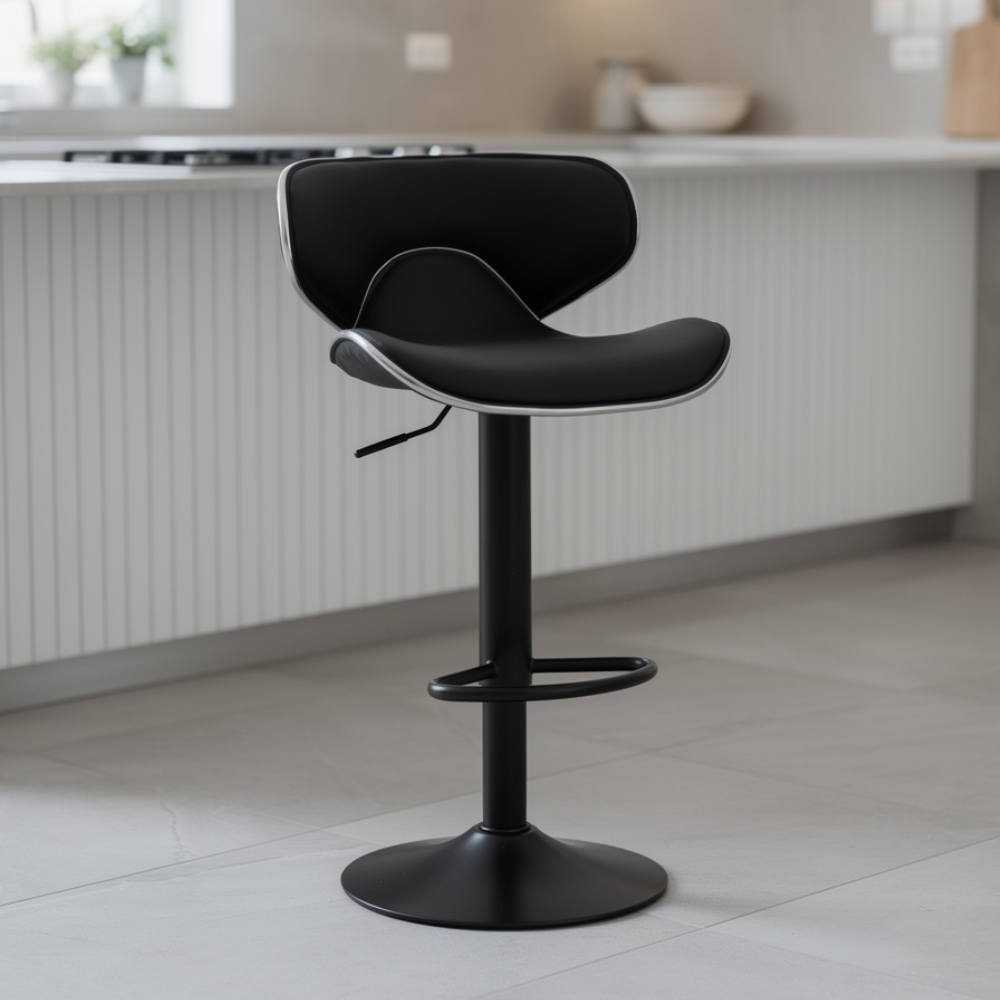 Scaun de Bar Inalt Cu Spatar KD Home® Sky Vintage, Negru