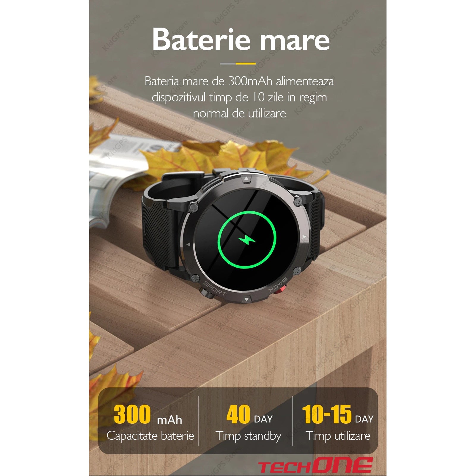 Ceas smartwatch barbati TechONE® C21, Negru