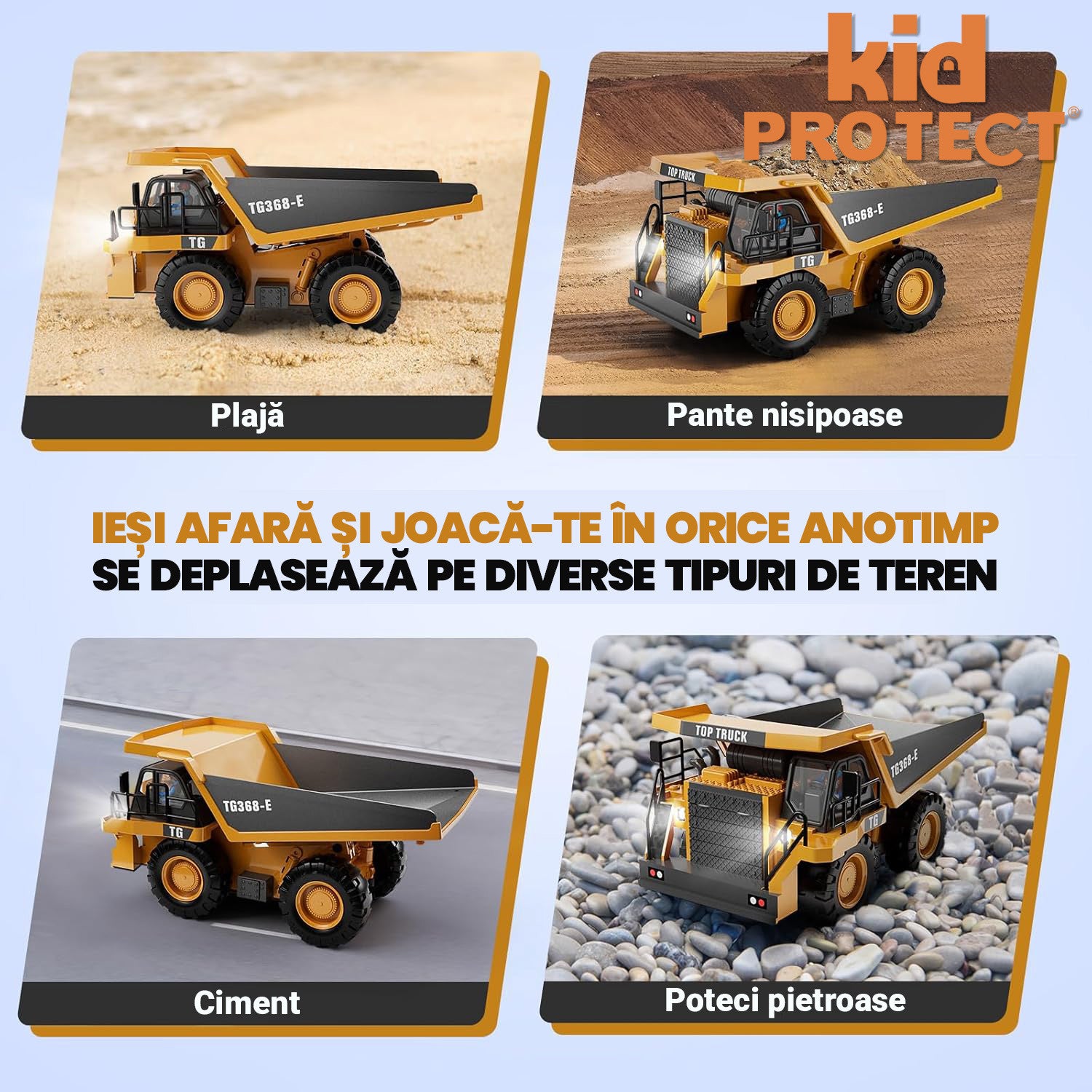 Basculanta Cu Telecomanda Pentru Copii KidProtect TitanDump RC