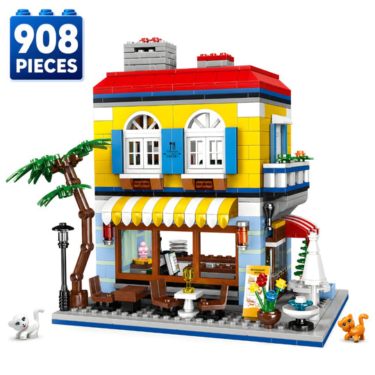 Set de Constructie cu Piese Tip Blocuri Constructie 908 Piese MiniBric Sunny Beachside Bistro
