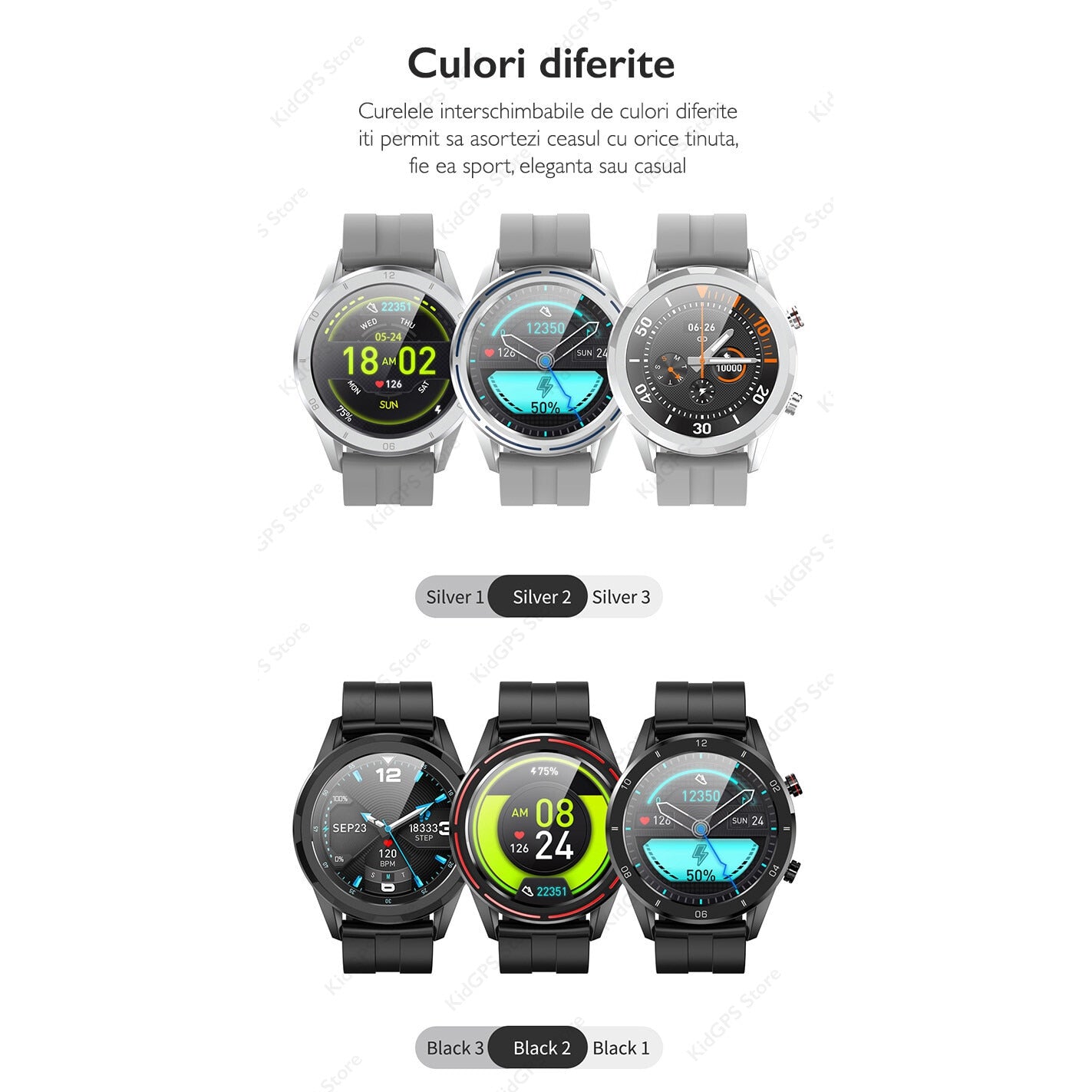 Ceas smartwatch TechONE™ KM02, Negru