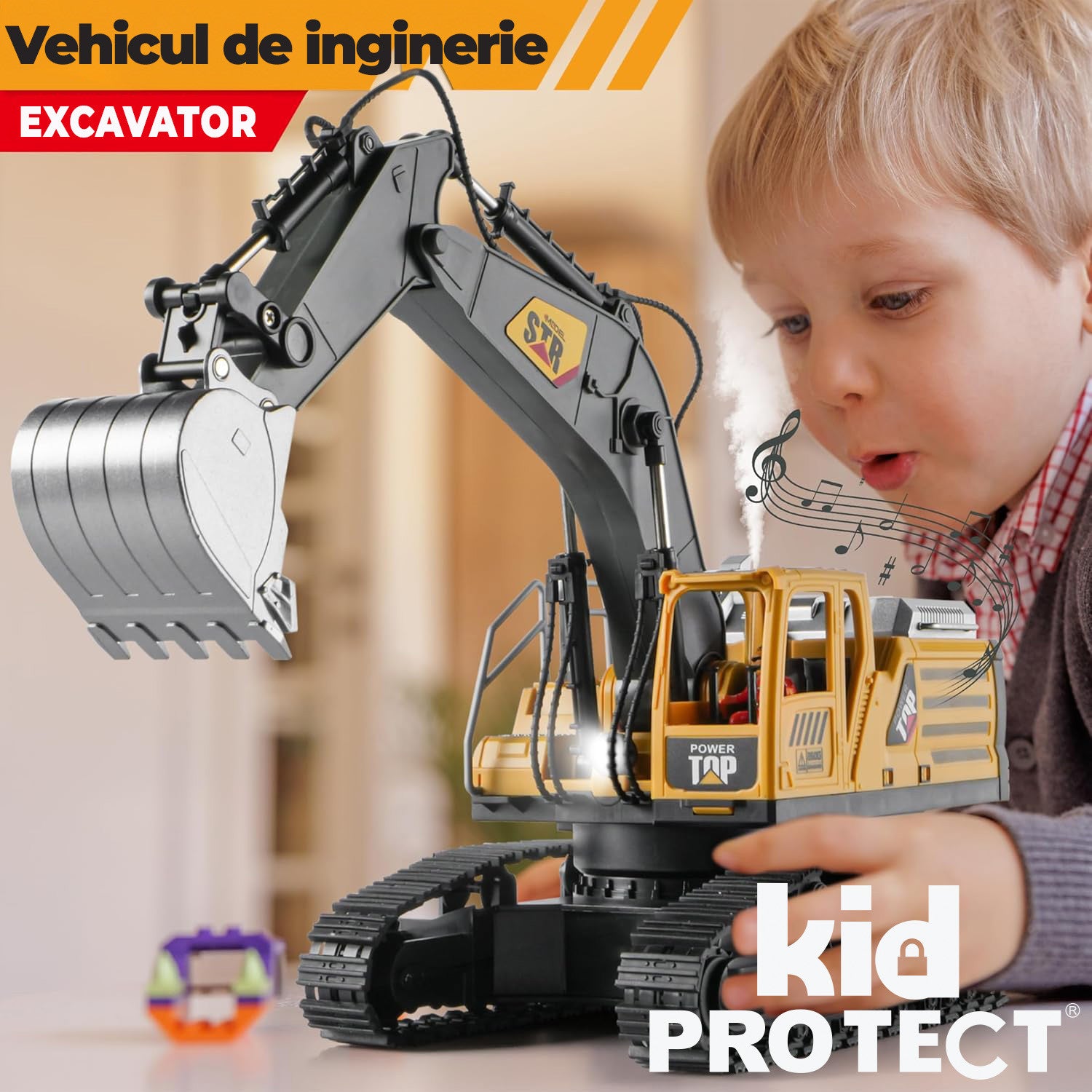 Excavator Super Realist Cu Telecomanda Pentru Copii KidProtect Digger Pro RC