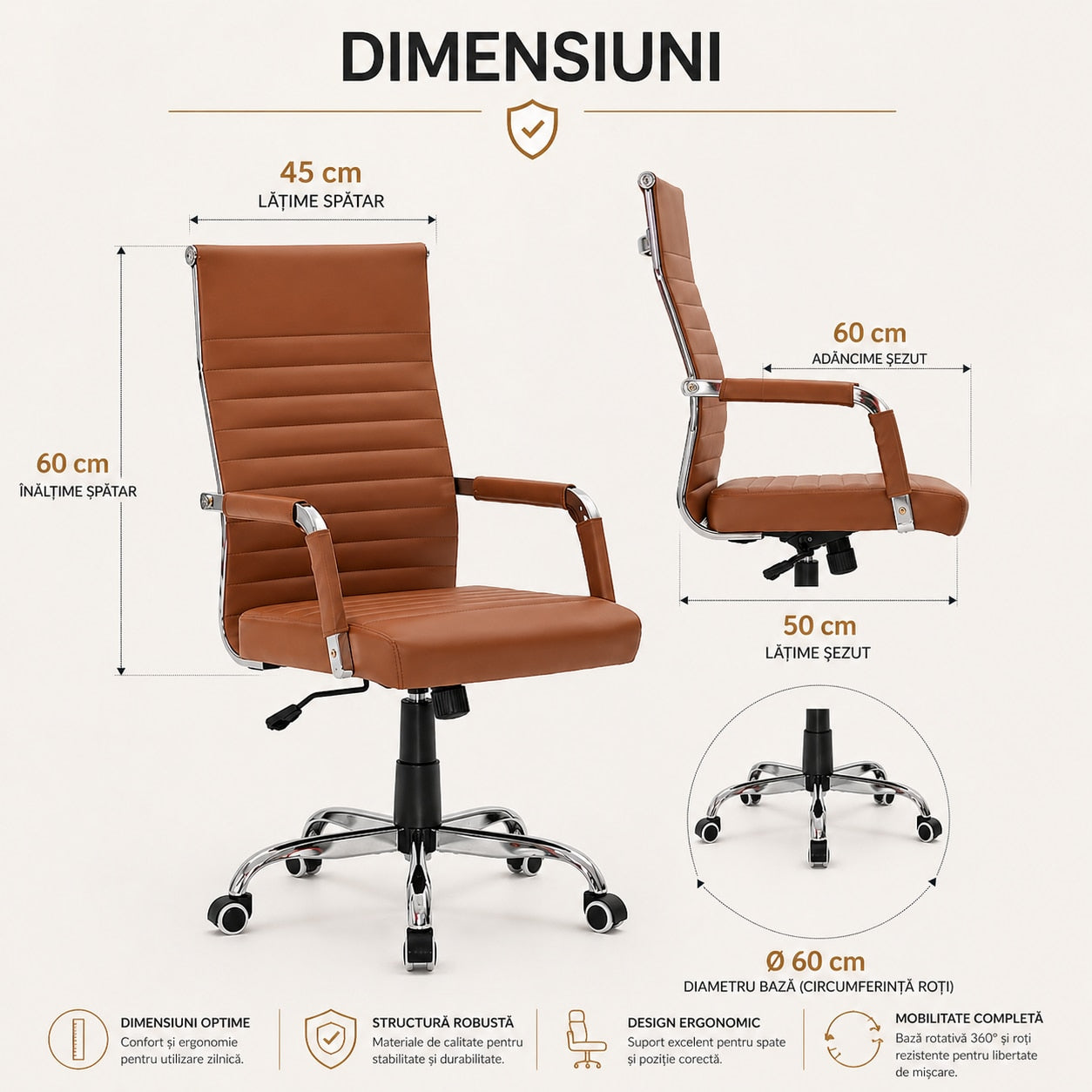 Scaun De Birou Directorial Ergonomic KD Home Syncro, Maro inchis