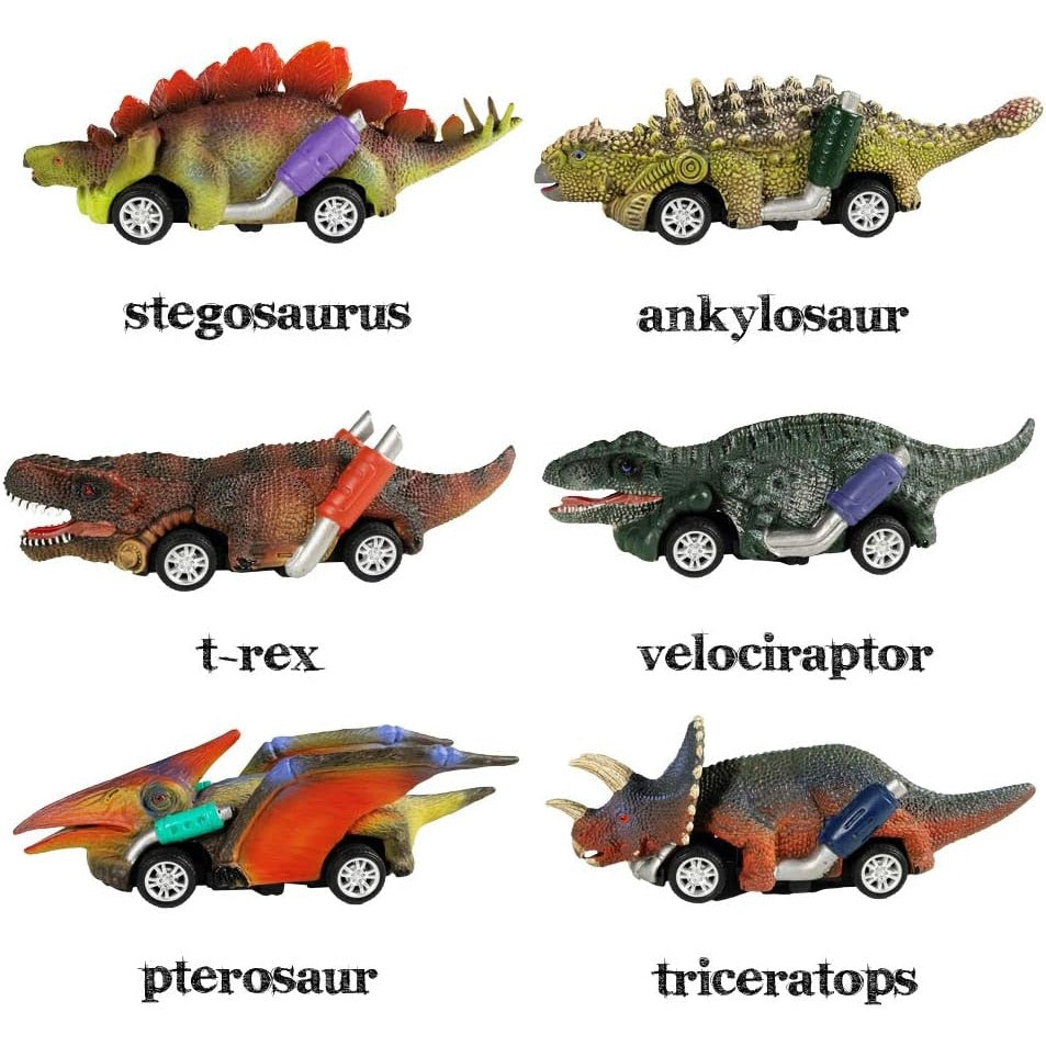 Set 6 Masinute Dinozauri De Jucarie Pentru Copii, KidProtect® Jurassic Speeders, 3 ani+