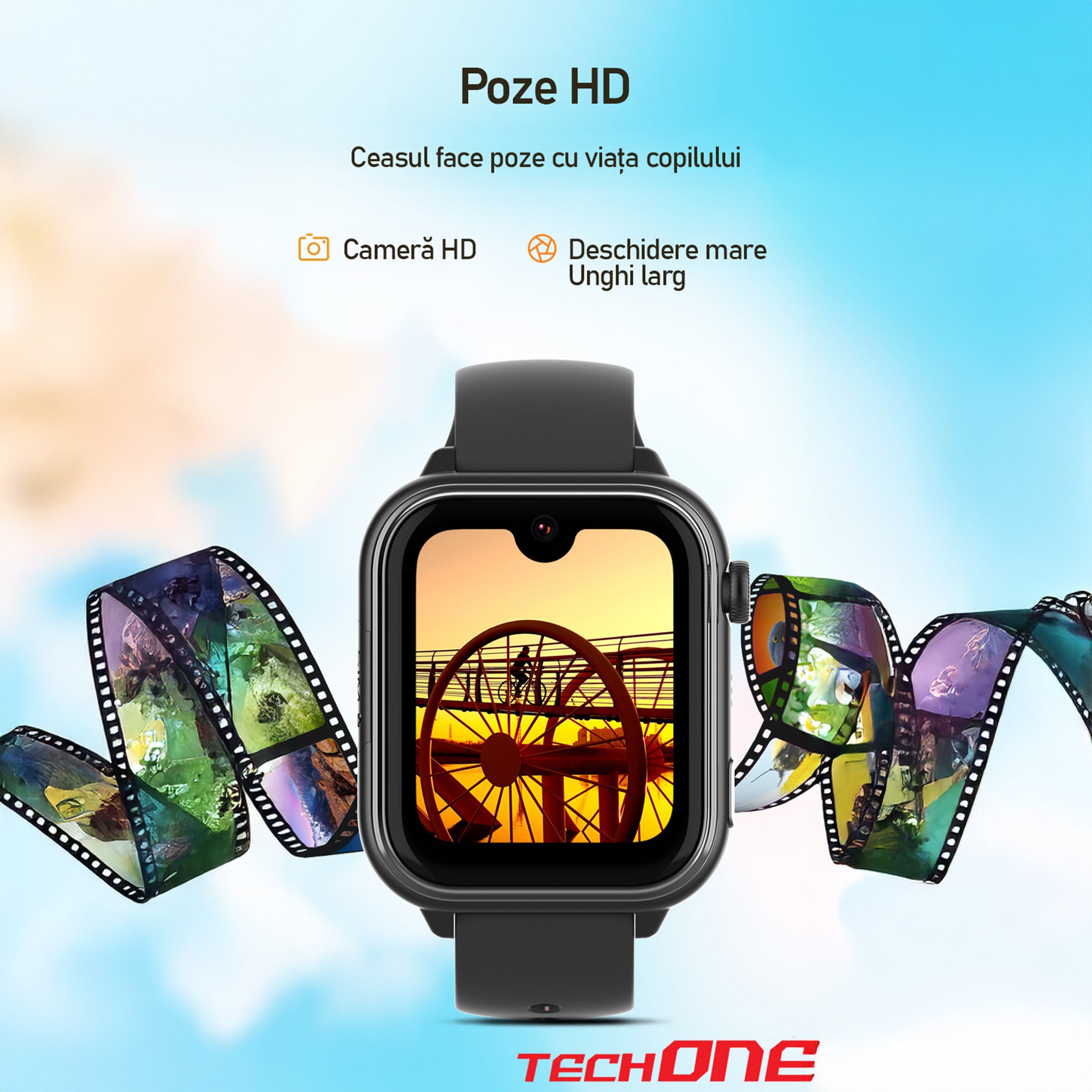 Ceas Smartwatch GPS Copii Cu Localizare Si Telefon Techone KT37, Albastru