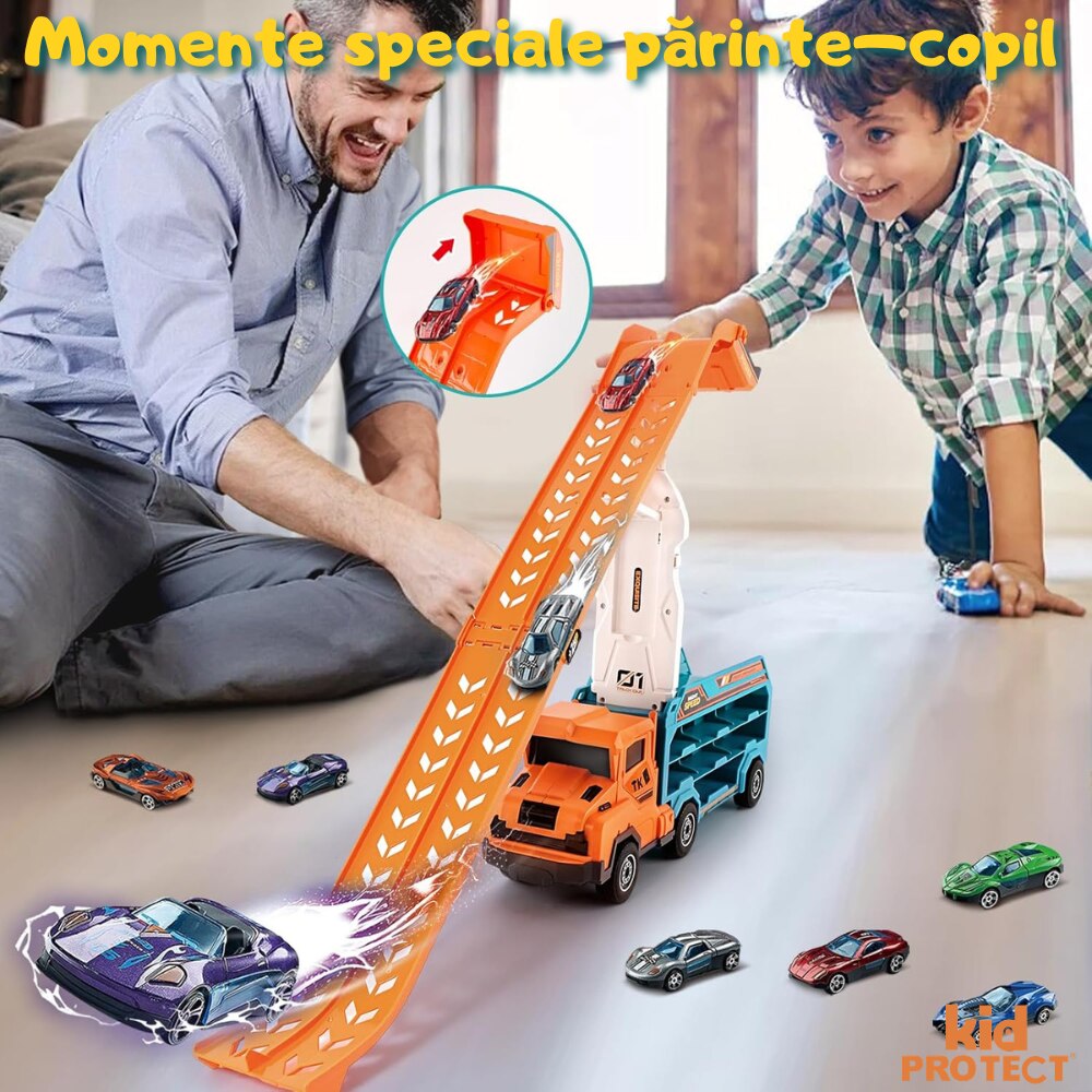 Set Camion Tir De Jucarie Extensibil Lansator Masinute Pentru Copii Transport, KidProtect Rocket Lunch