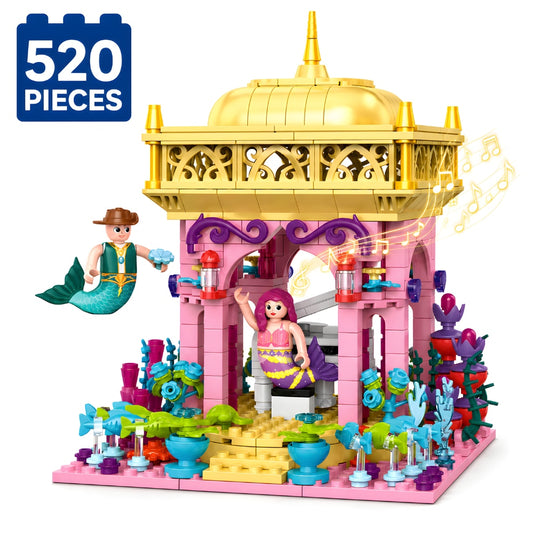 Set de Constructie cu Piese Tip Blocuri Constructie 520 Piese MiniBric Mermaid's Music Pavilion