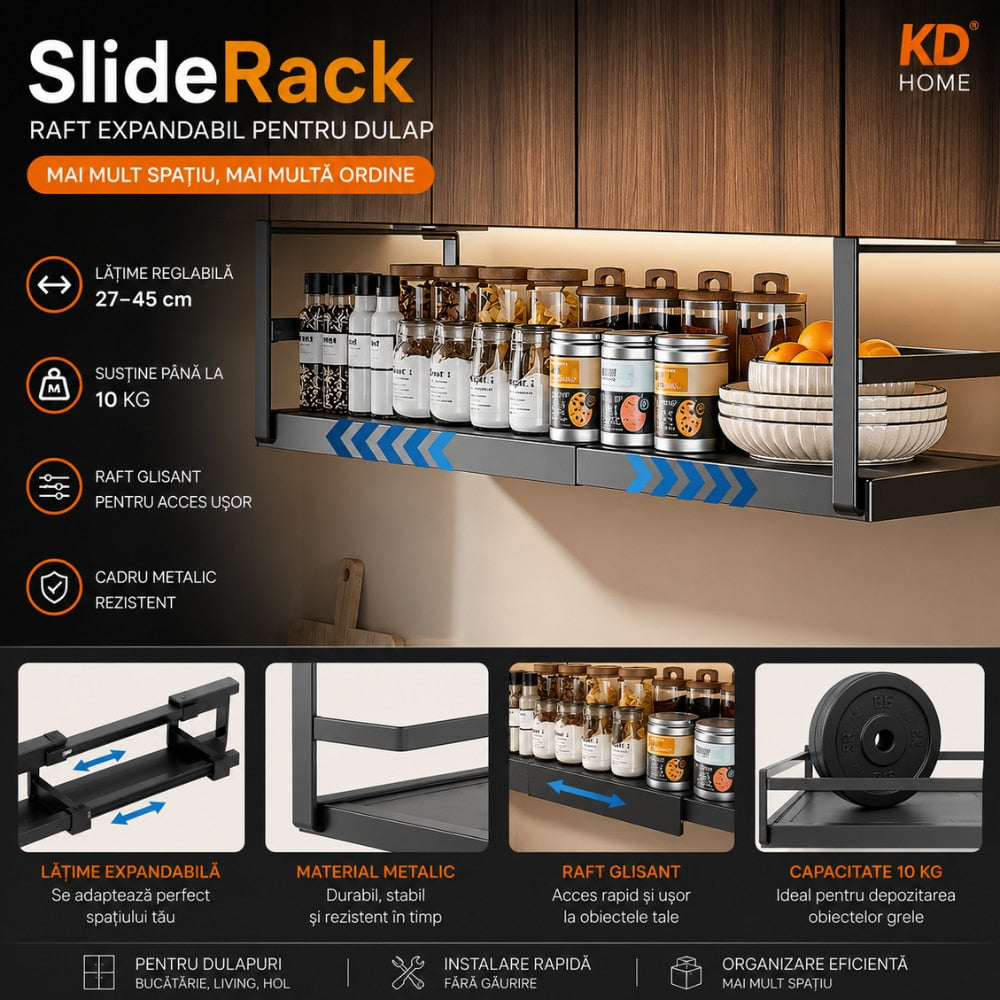 Raft Expandabil Dulap Bucatarie Metalic KD Home SlideRack
