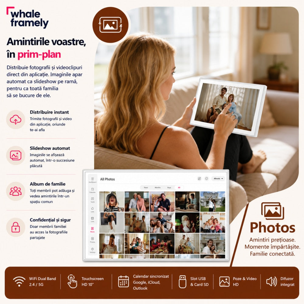 Calendar si Rama Foto Digitala WIFI Techone FrameSync
