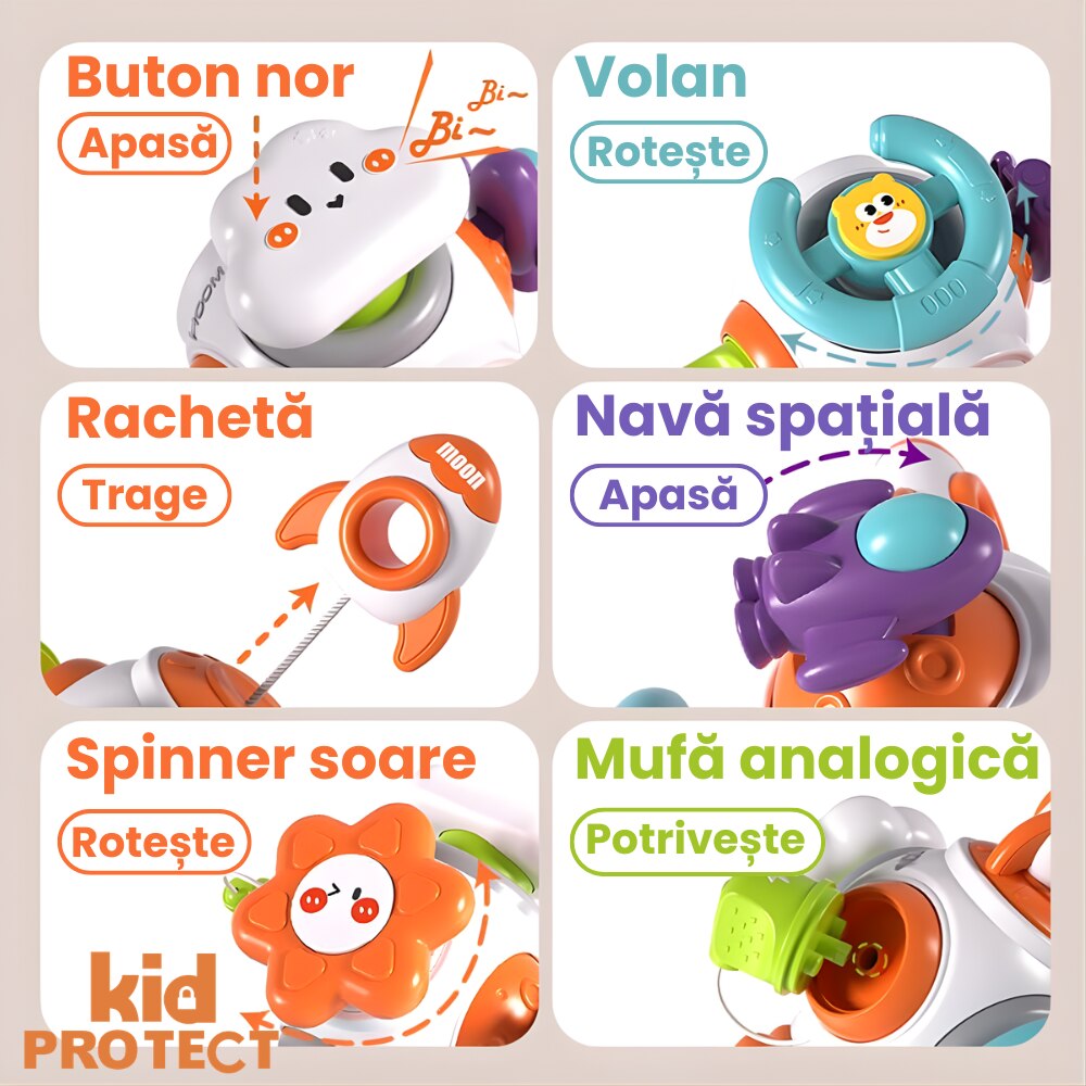 Jucarie Interactiva Bebelusi Montessori KidProtect Astro Cube