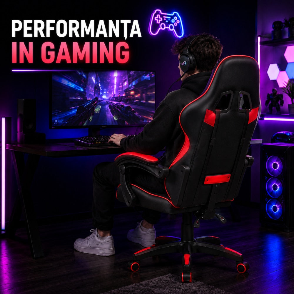 Scaun Gaming Ergonomic KD Home ShadowStrike X1, Rosu