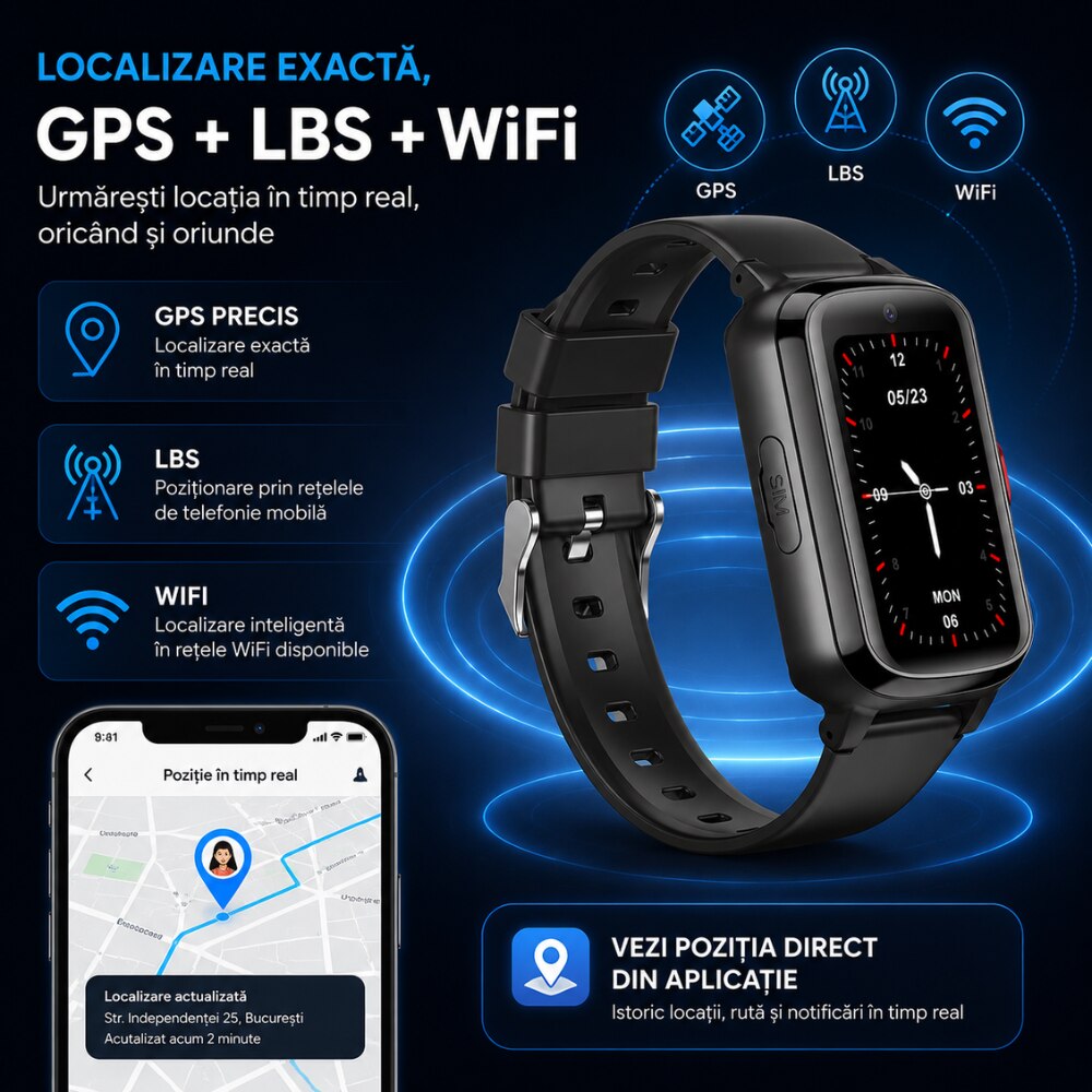 Ceas Smartwatch Copii Si Adulti Telefon Techone CT02S Navio