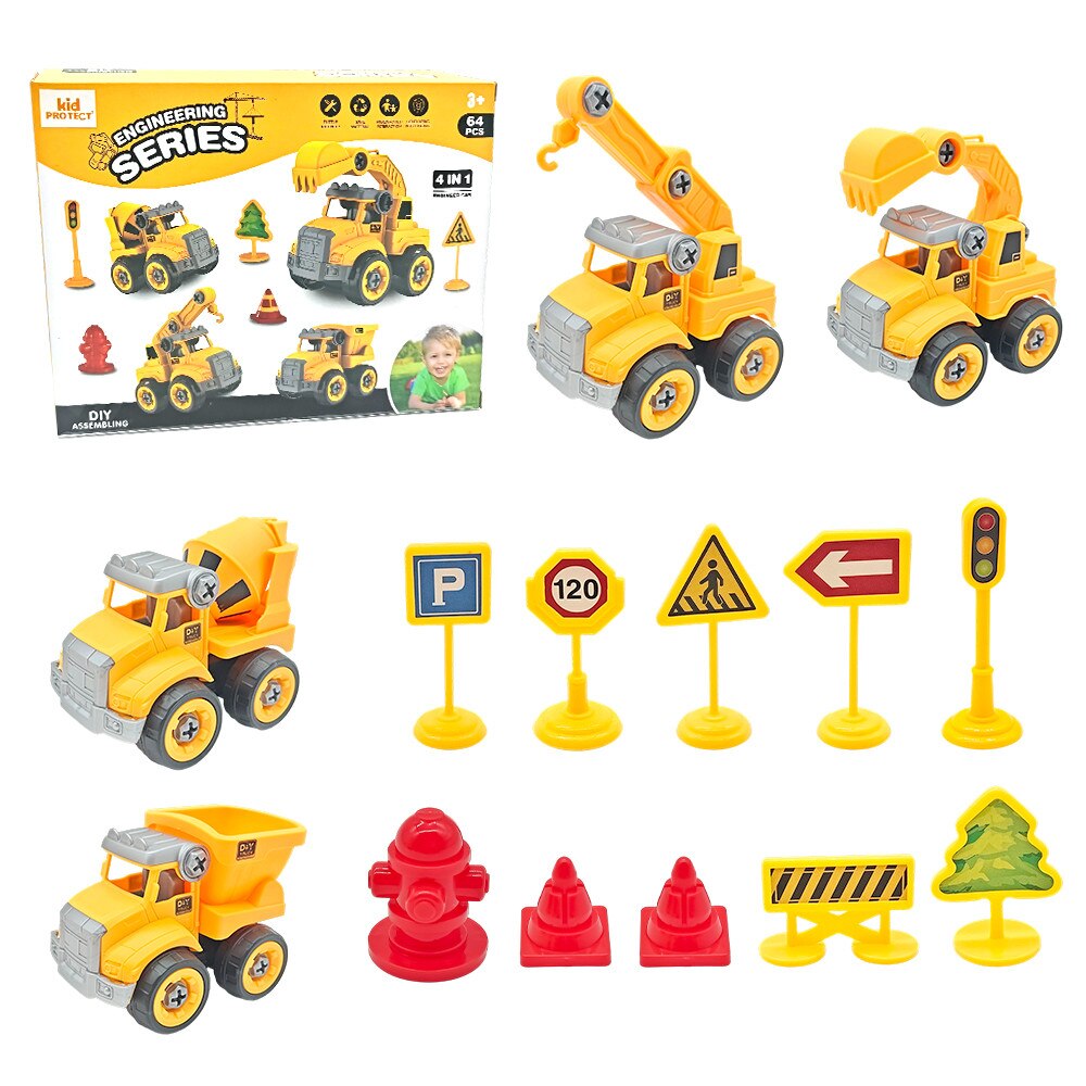Masinuta Demontabila Pentru Copii 4 in 1, KidProtect Construction Team Builder