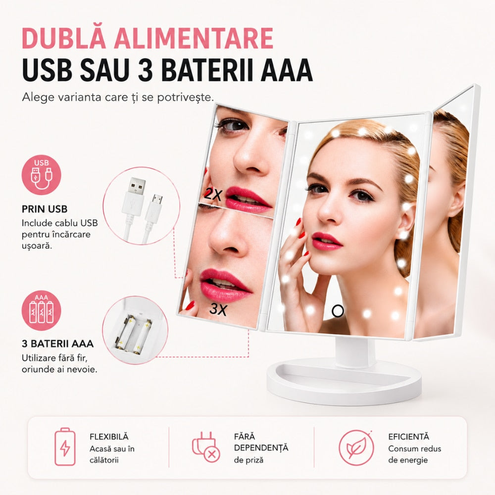 Oglinda Cosmetica Cu Marire Cu Led Pentru Machiaj KD Home GlowFlex