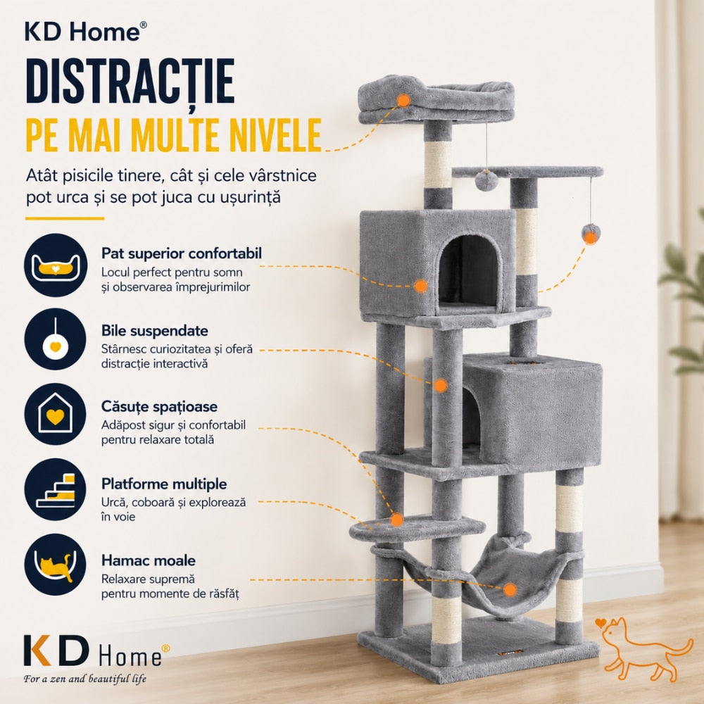 Ansamblu Joaca Pentru Pisici KD Home FelineHaven Tower