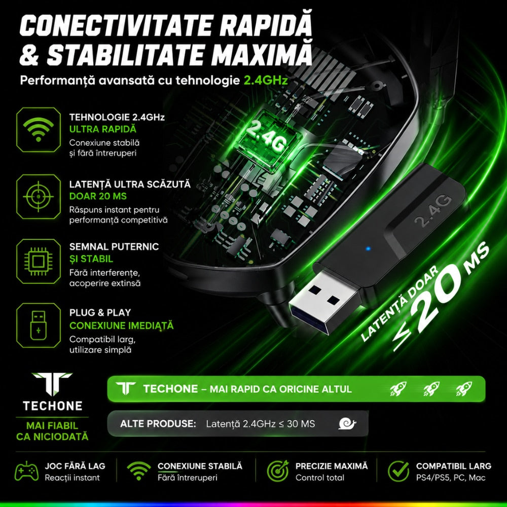 Casti Gaming Profesionale Wireless Techone StormWave