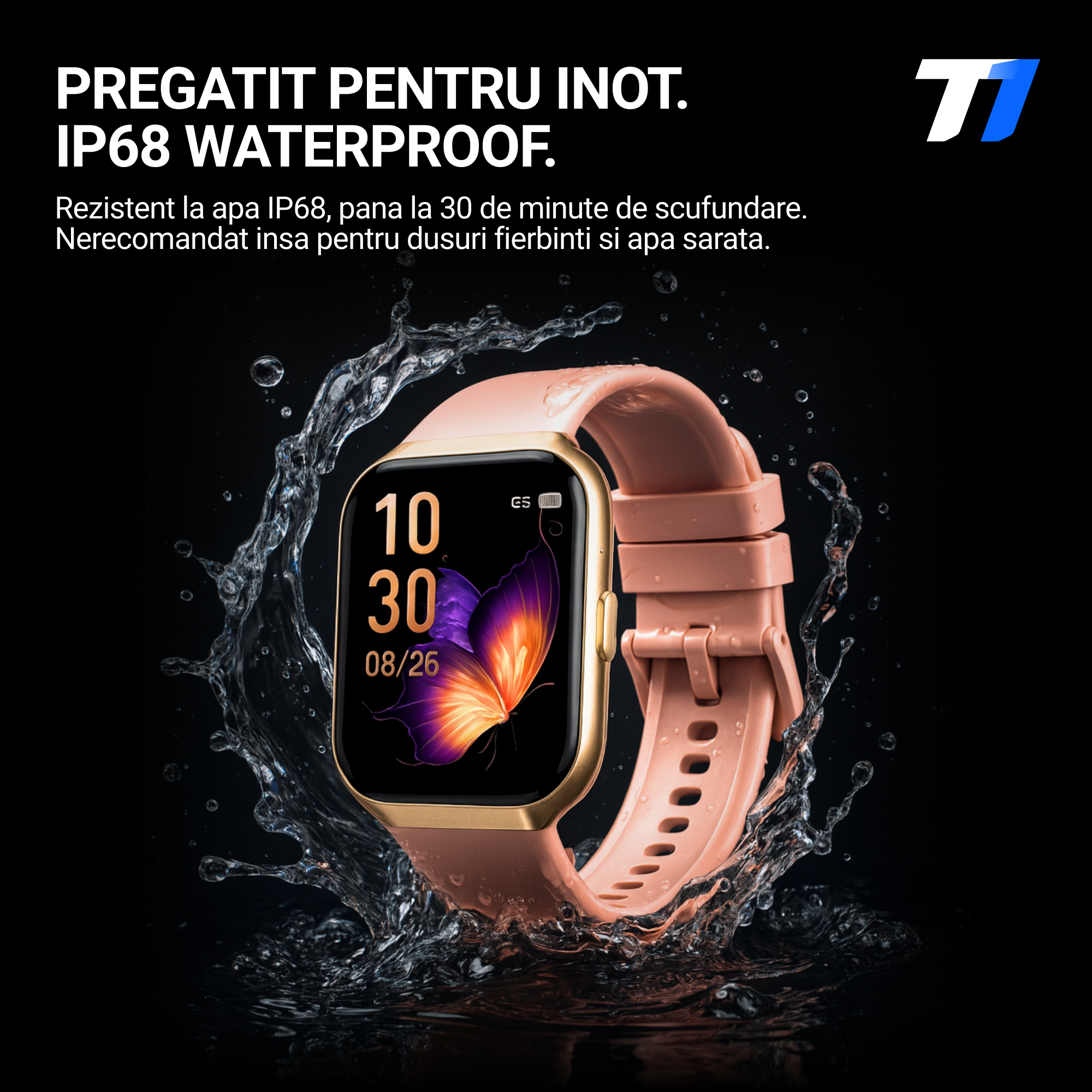 Ceas Smartwatch Femei TechONE VitaSense Pro, Auriu