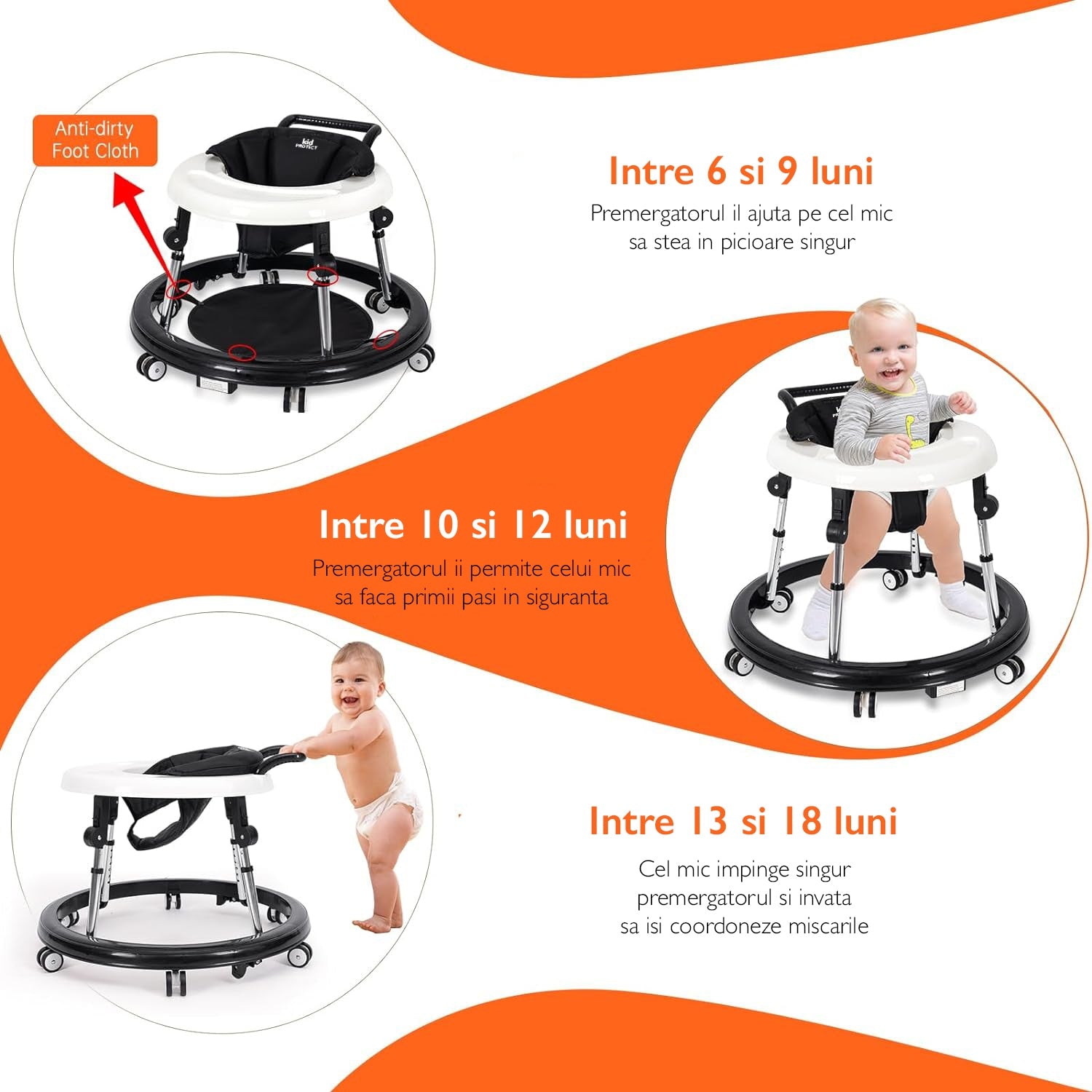 Premergator Copii 3 in 1 Reglabil 9 Trepte KidProtect® King Walker