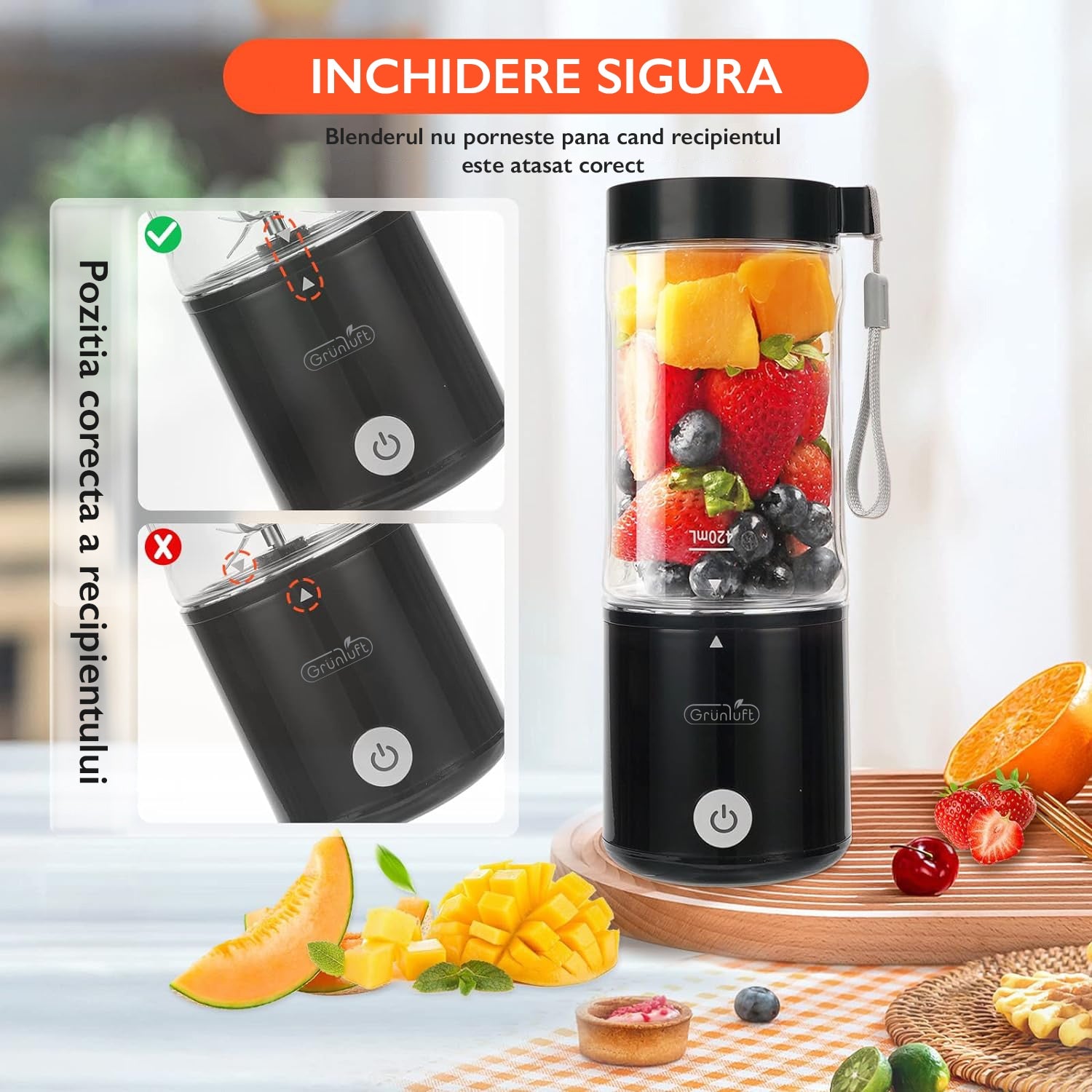 Mini Blender Electric, Grunluft® Easy Mix