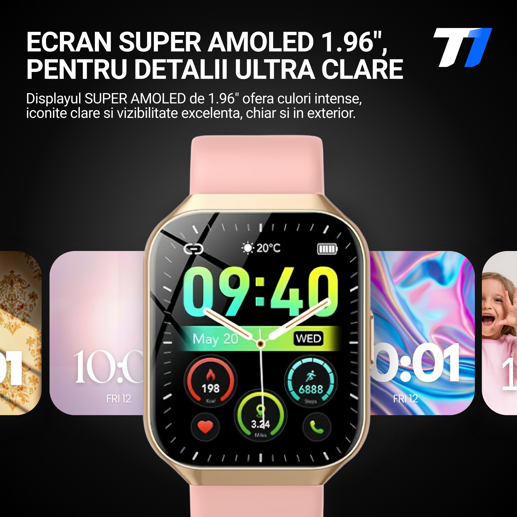 Ceas Smartwatch Femei TechONE VitaSense Pro, Auriu