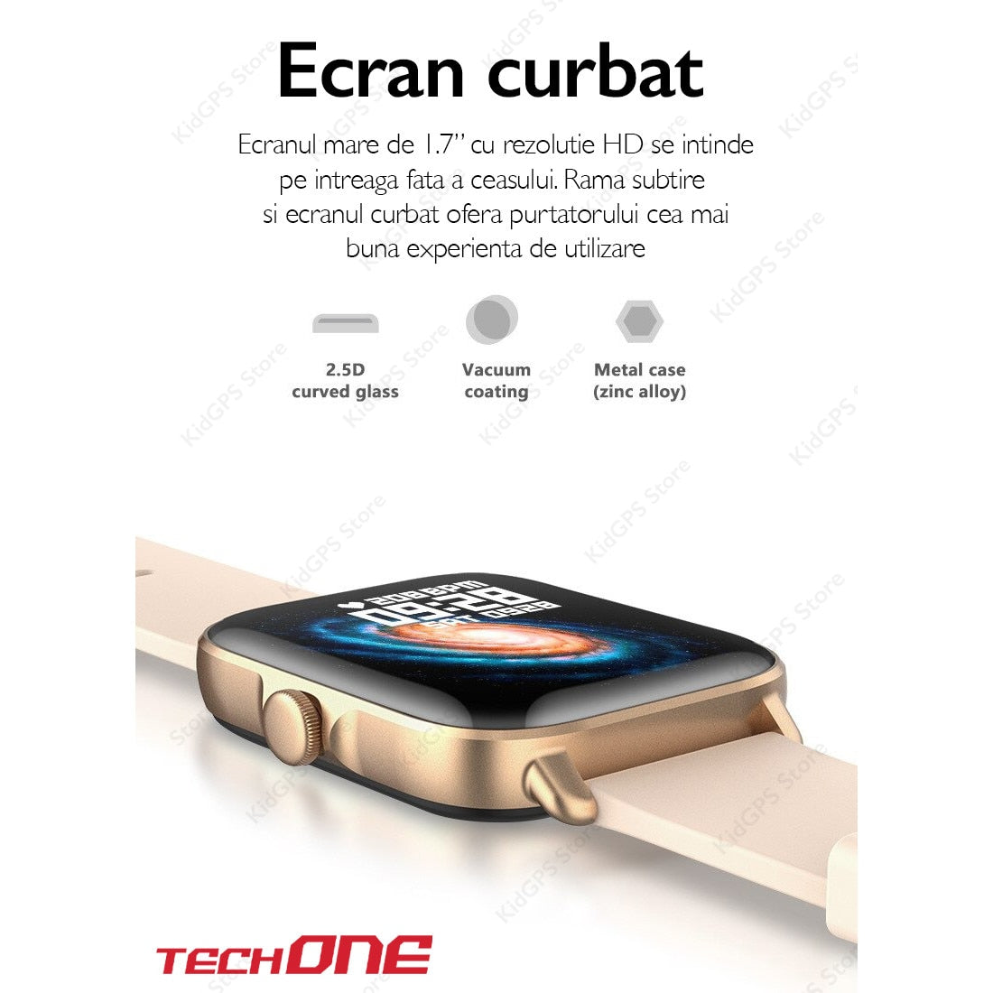 Ceas smartwatch femei TechONE Y22, Auriu