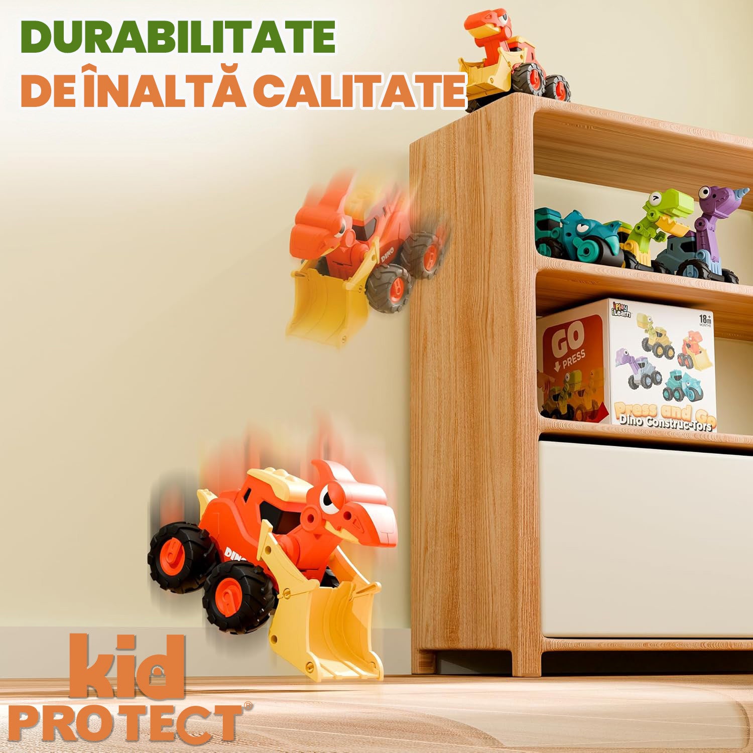 Set Masinute Pentru Copii, KidProtect DinoTorque