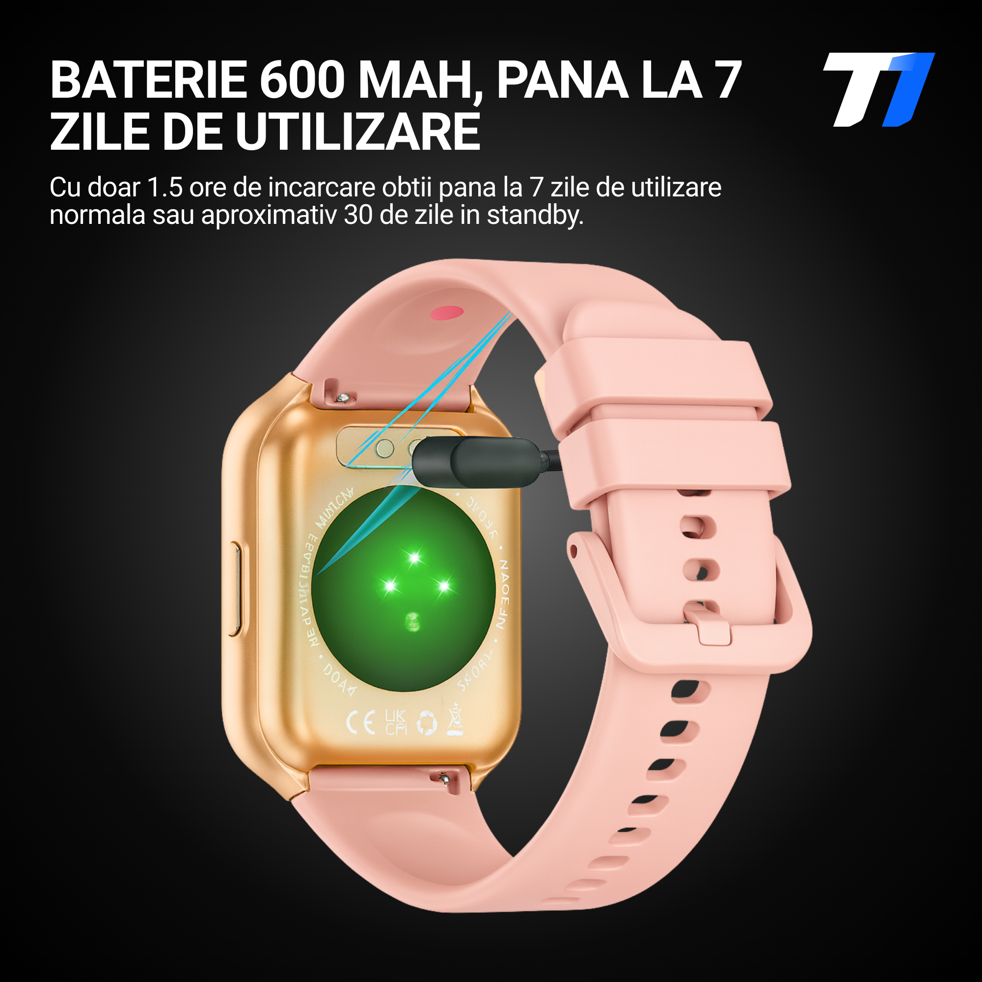 Ceas Smartwatch Femei TechONE VitaSense Pro, Auriu