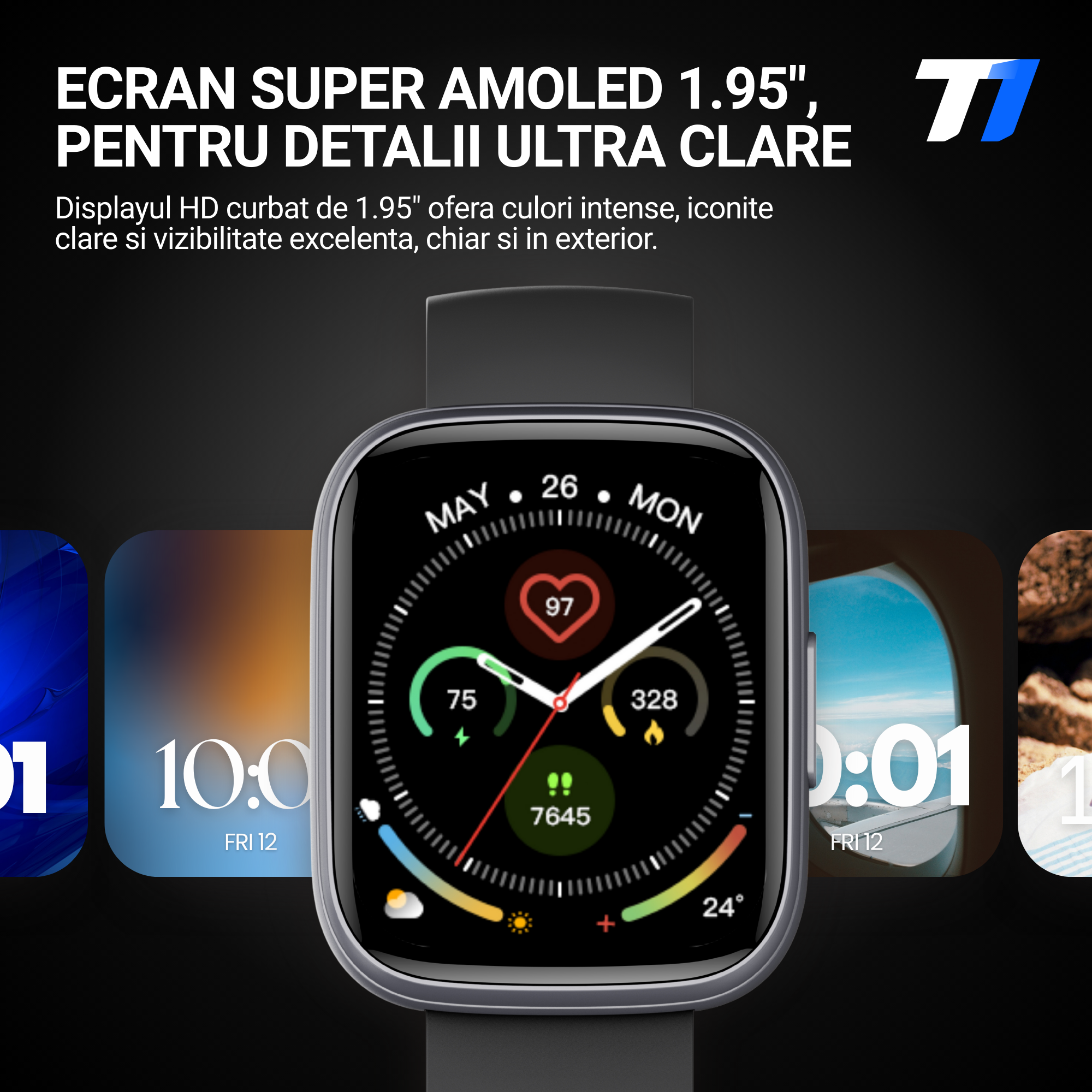 Ceas Smartwatch Barbati TechONE CardioX Elite, Negru