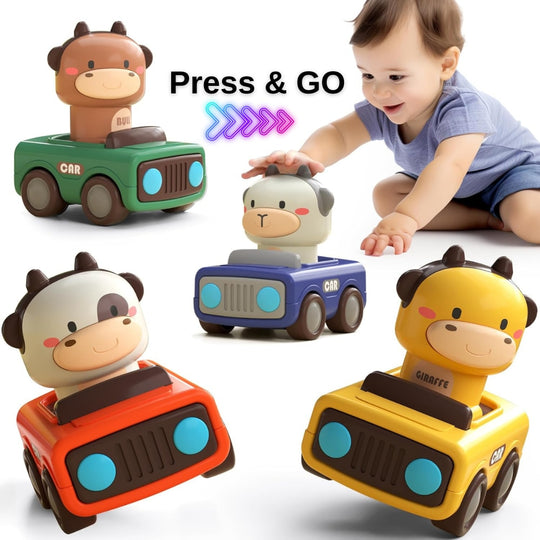 Set 4 Masinute Tip Jucarie Interactiva Bebelusi si Copii Montessori KidProtect Smart Car