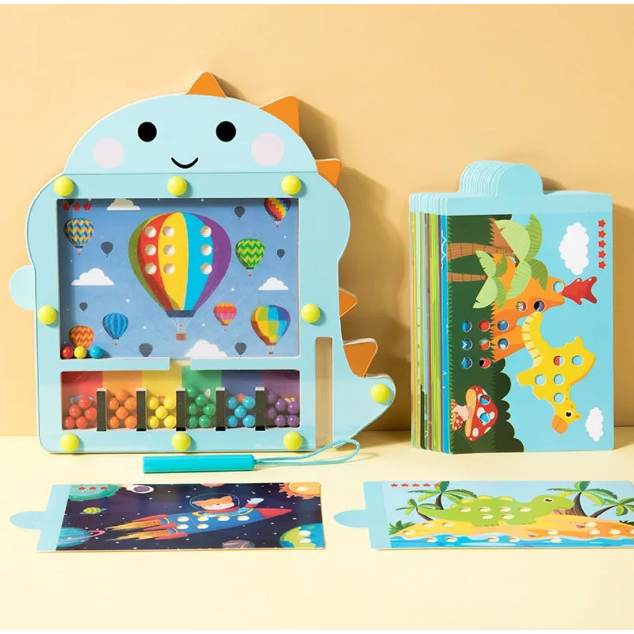 Jucarie Tip Puzzle Magnetic Montessori Din Lemn cu Bilute Pentru Copii KidProtect BrainOrbs