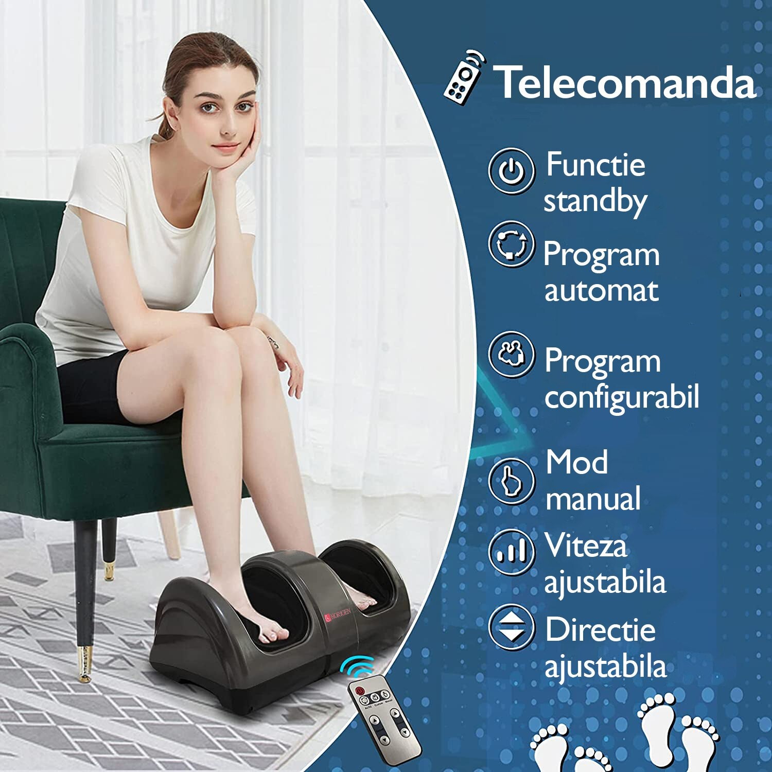 Aparat de masaj picioare Horigen® Feet King, Negru