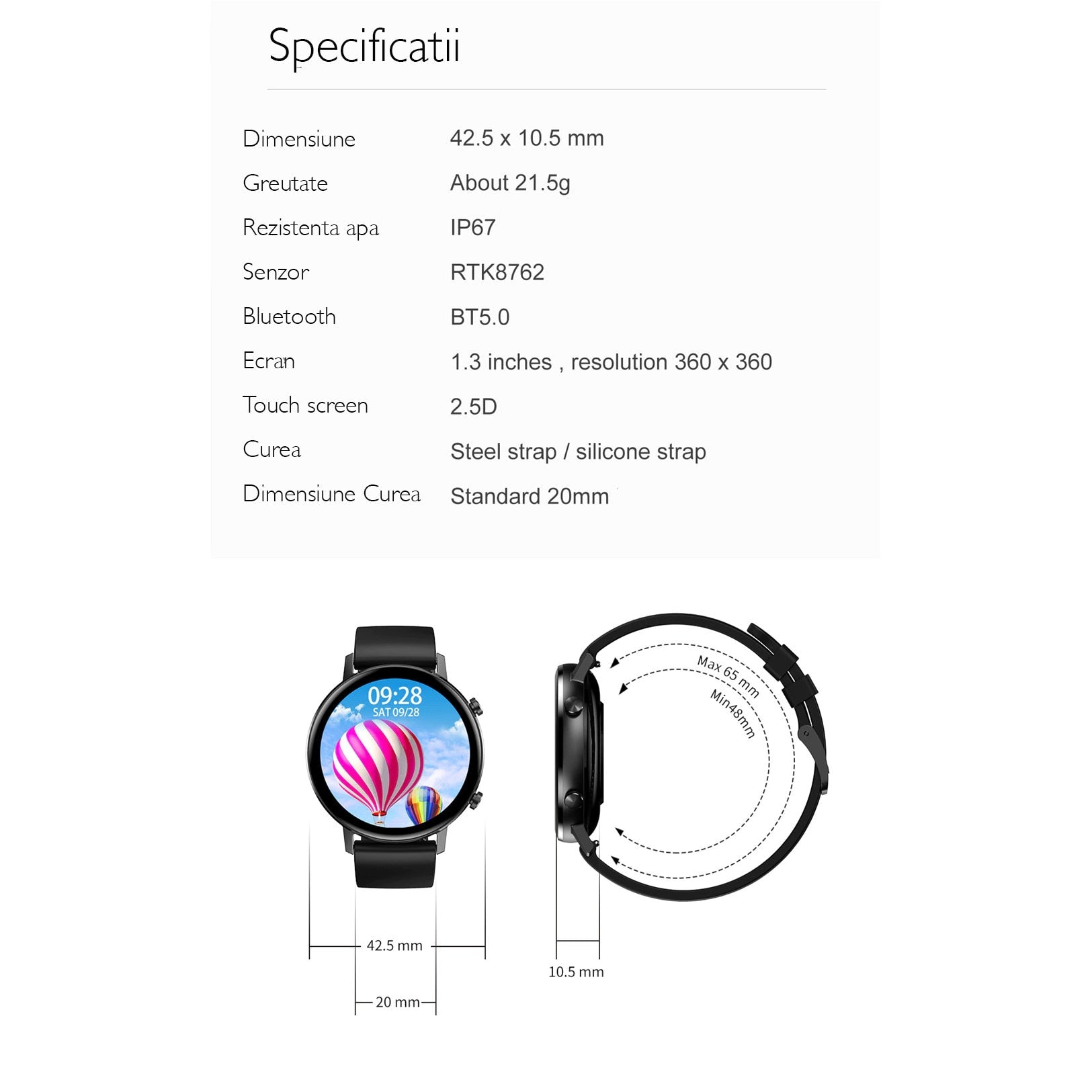Ceas smartwatch TechONE™ DT96, Auriu