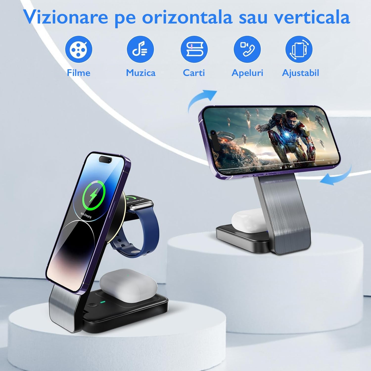 Statie Incarcare Wireless 3 in 1 Loowoko® W79