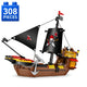 Set de Constructie cu Piese Tip Blocuri Constructie 308 Piese MiniBric The Black Pirate