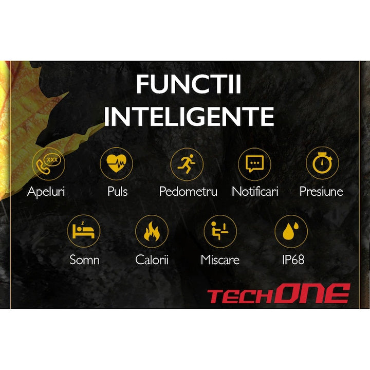 Ceas smartwatch barbati TechONE® C21, Negru