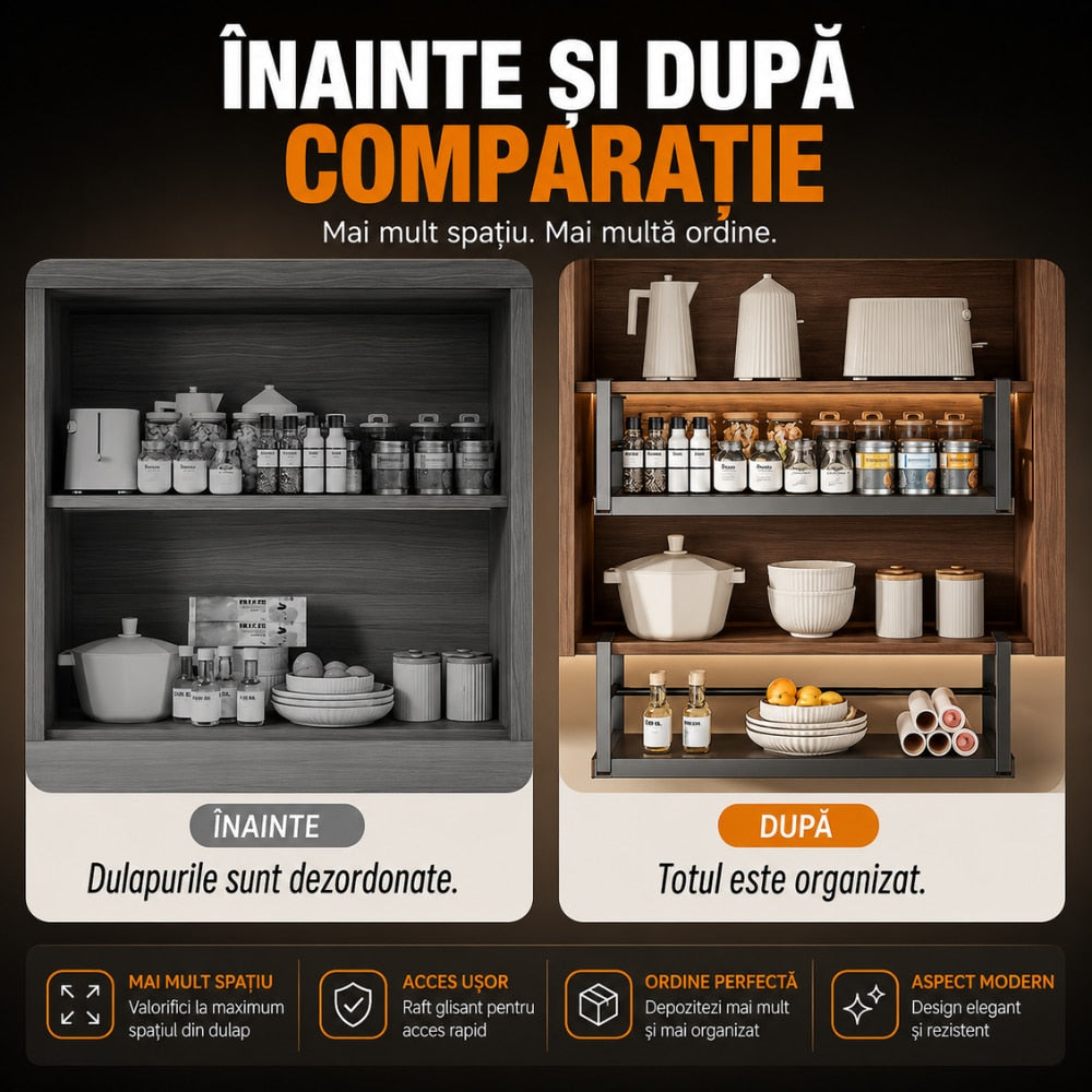 Raft Expandabil Dulap Bucatarie Metalic KD Home SlideRack