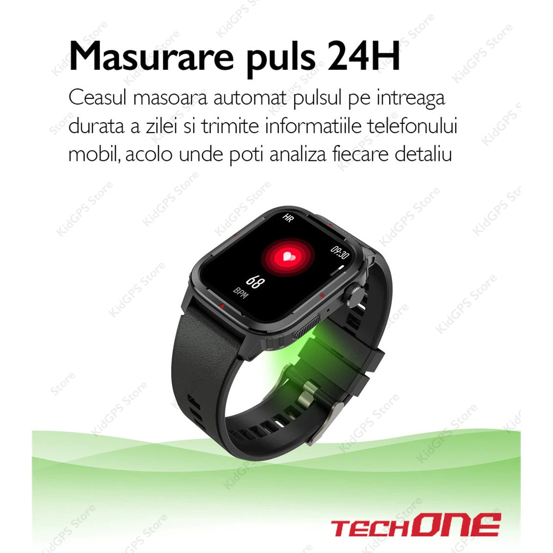 Ceas smartwatch barbati TechONE Q25 GT Runner, Argintiu
