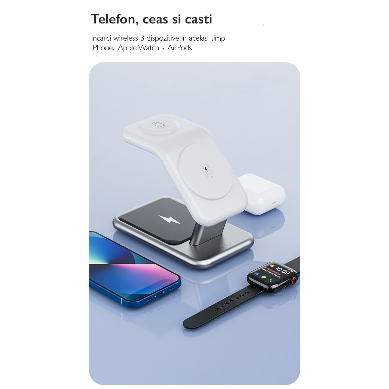 Incarcator Wireless 3 in 1 pentru iPhone Loowoko® Y10
