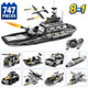 Set de Constructie cu Piese Tip Blocuri Constructie 747 Piese MiniBric 8 in 1 PeaceKeeper