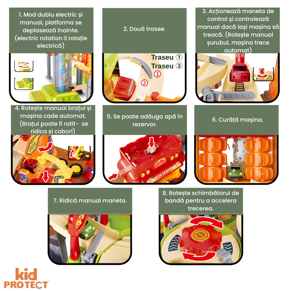 Set Jucarie Interactiva Atelier Auto Pentru Masinute KidProtect Stop Shop