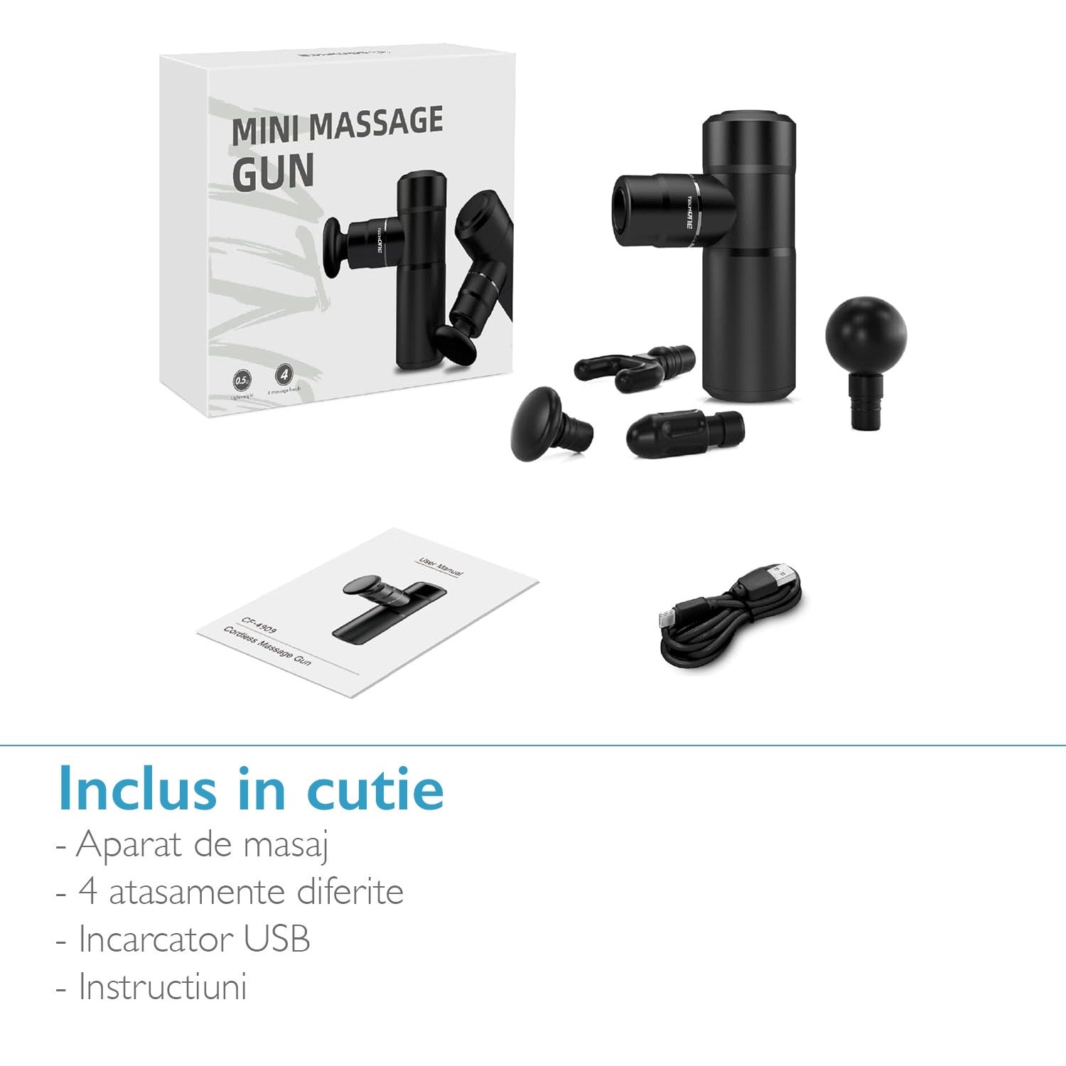 Aparat Pentru Masaj Profesional Tip Pistol Techone® Mini Relax