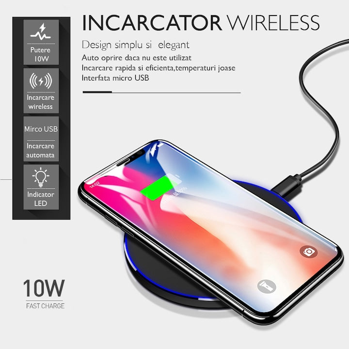 Incarcator wireless de birou rotund Loowoko™ X9
