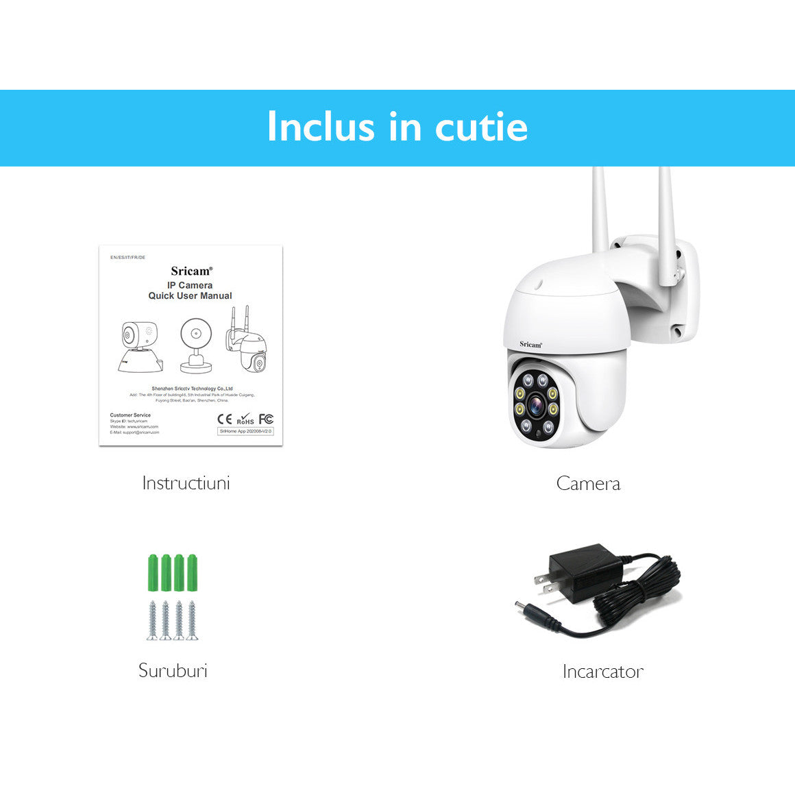 Camera de supraveghere WIFI Sricam SP028 interior/exterior