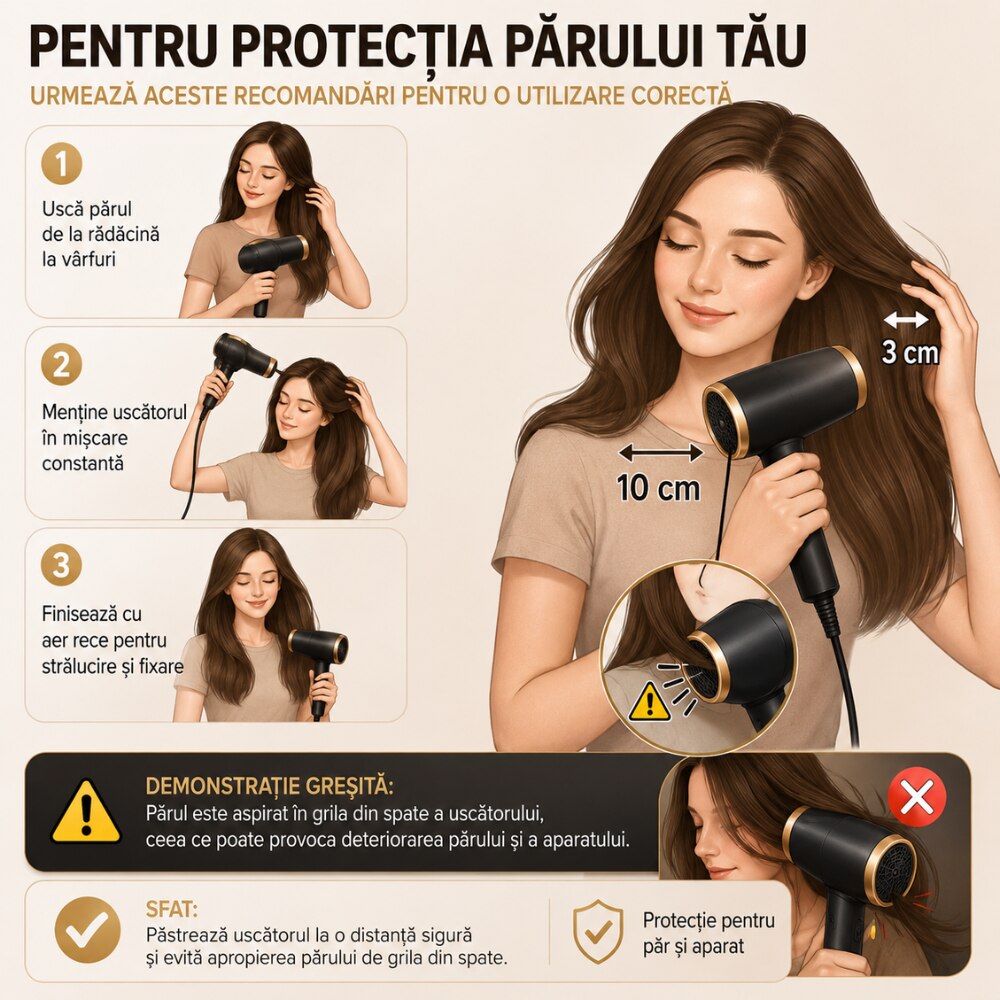 Uscator de Par Profesional cu Plasma FadeBlade BlazeFlow