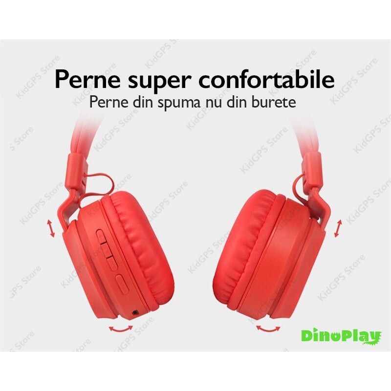 Casti audio wireless copii DinoPlay DP10 Pro, Roz