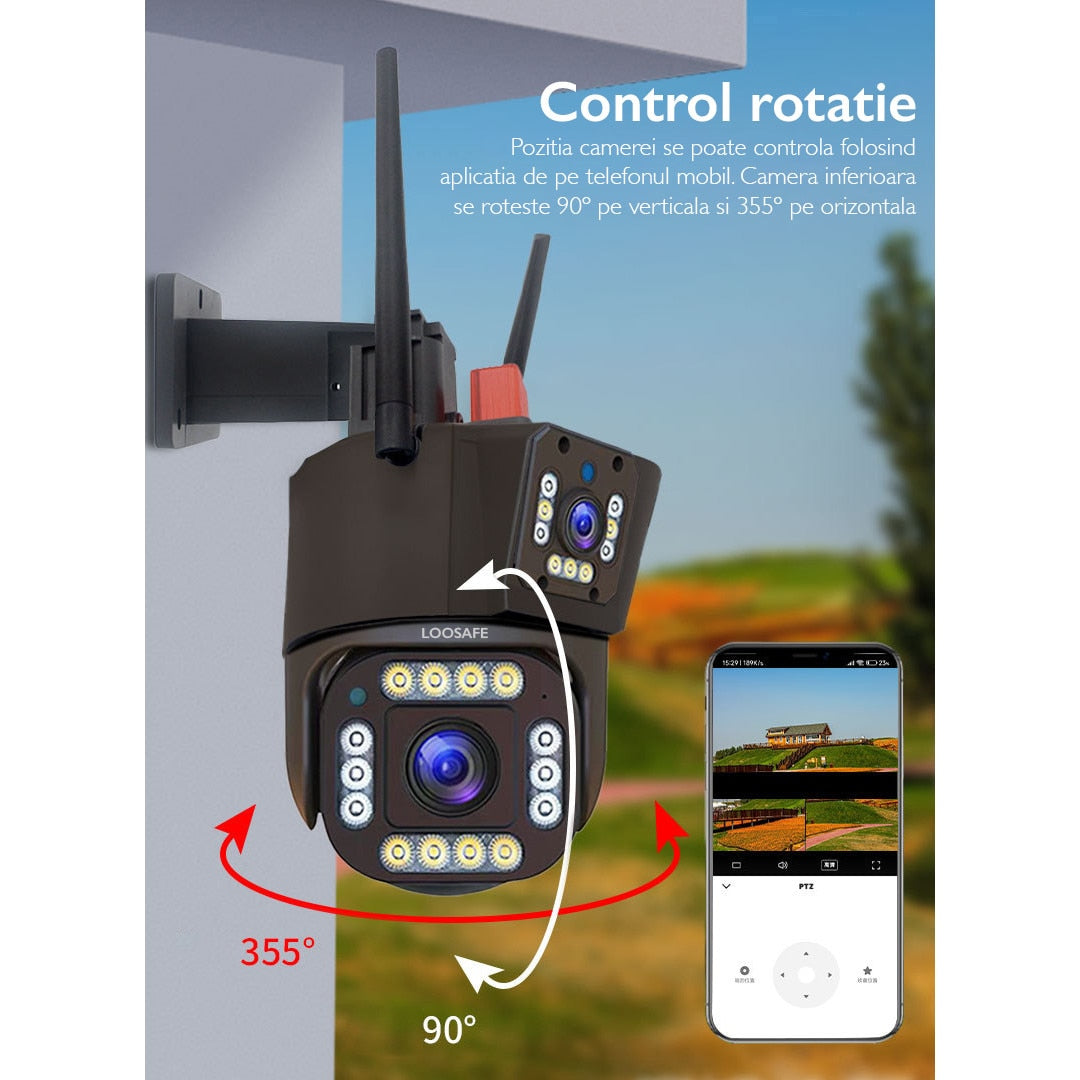 Camera de Supraveghere Tripla WIFI Loosafe® P30 Pro
