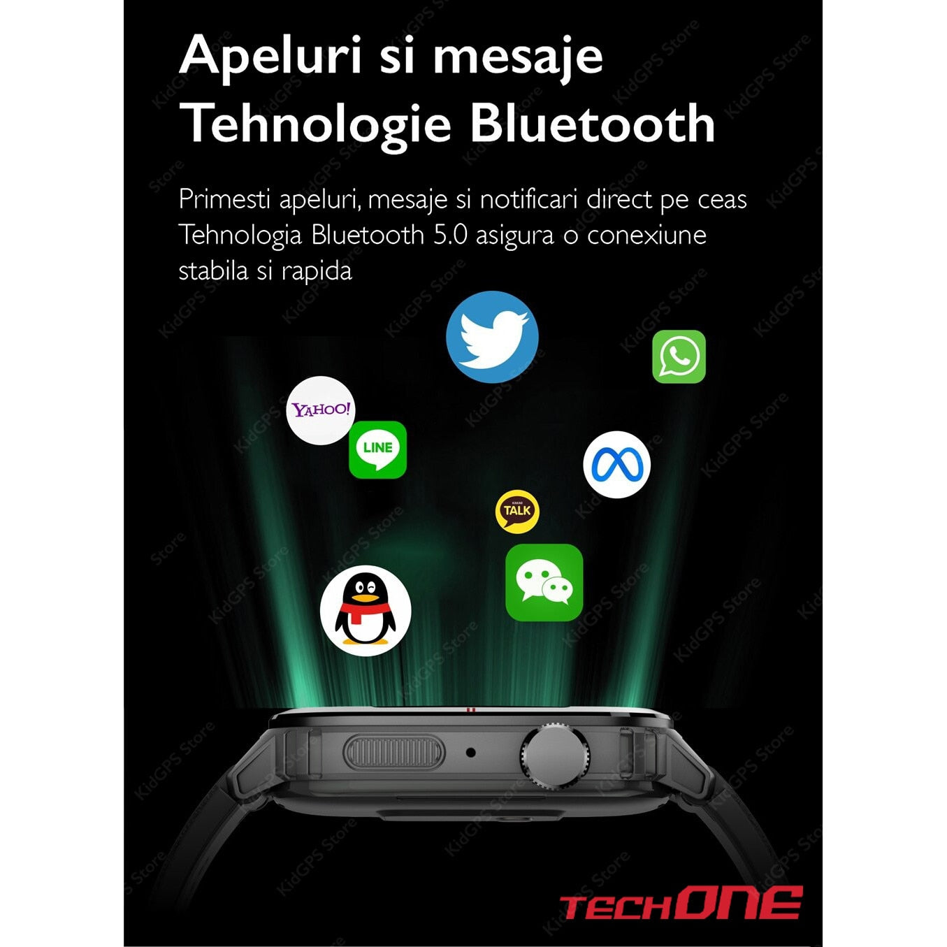Ceas smartwatch barbati TechONE Q25 GT Runner, Argintiu