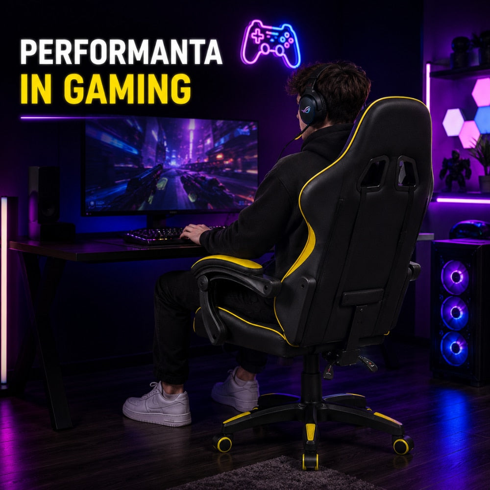 Scaun Gaming Ergonomic KD Home ShadowStrike X1, Galben